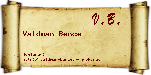 Valdman Bence névjegykártya